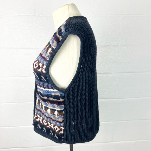 Vintage chunky knit sweater vest Size L button front 90s Metropolitan NY - Picture 4 of 6